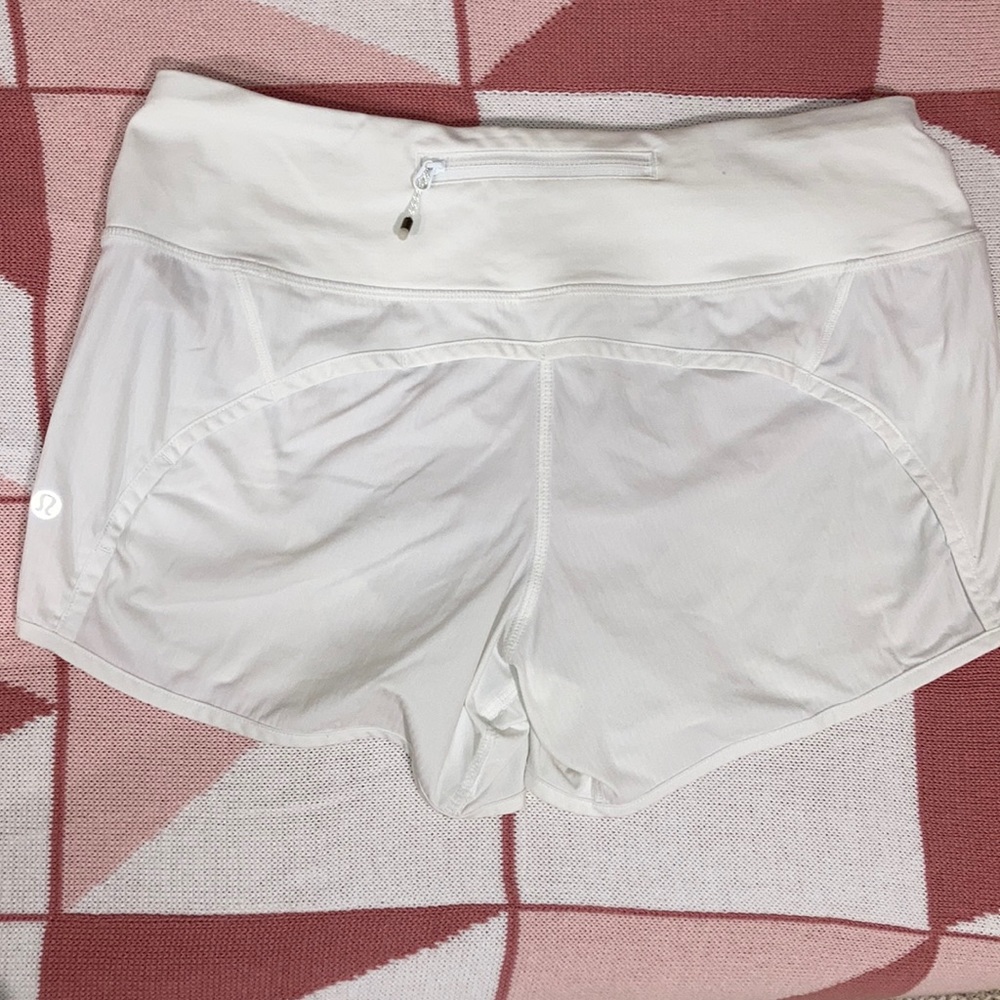white lulu long speed up shorts